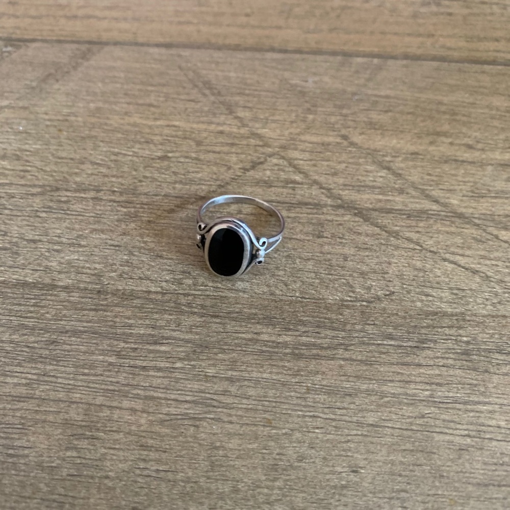 Sterling silver black stone ring